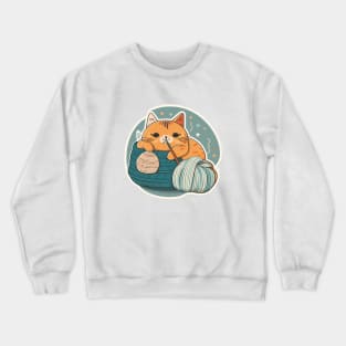 Cute Sleepy Little Kitty Cat Knitten Kitten Crewneck Sweatshirt